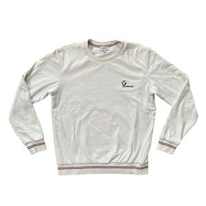 Moncler 2019 France White Preppy Polo Crewneck Embroidered Stripe Sweatshirt